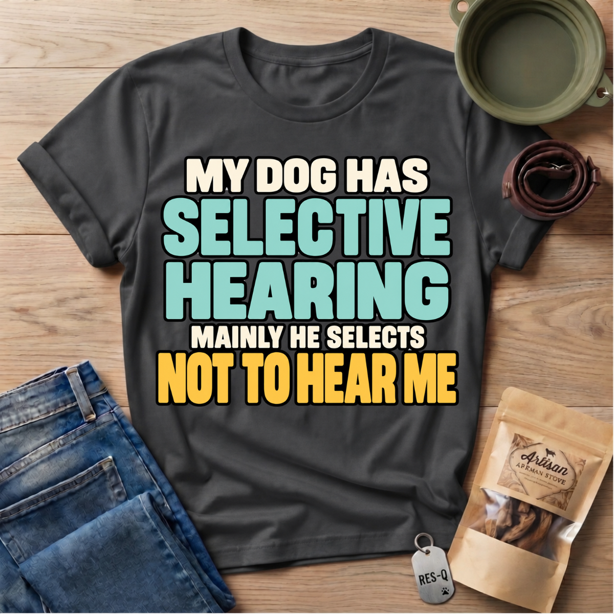 Selective Hearing Text T-Shirt