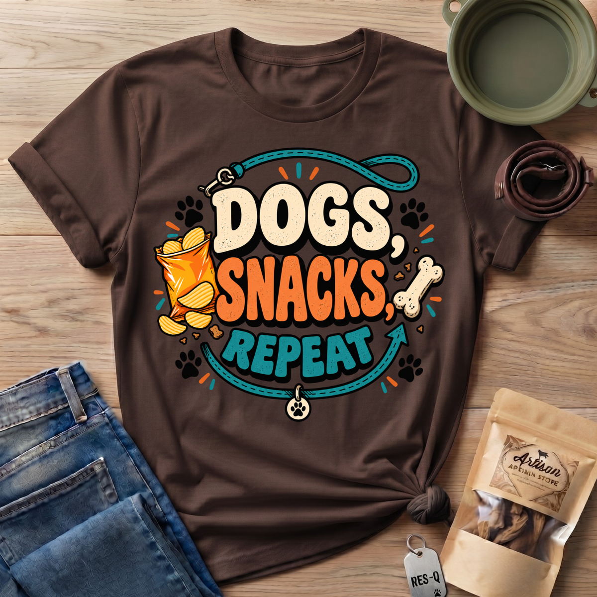 Dogs Snacks Repeat T-Shirt