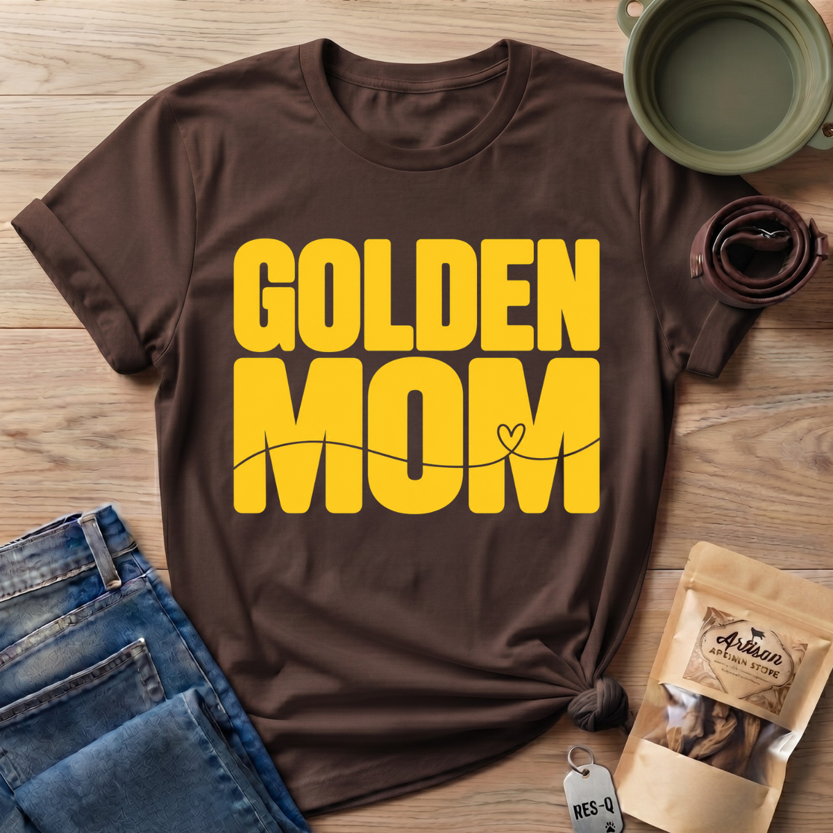 Golden Mom Text T-Shirt
