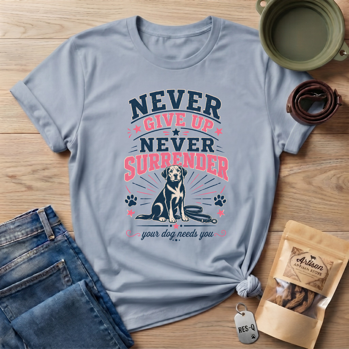 Pink Never Give Up Never Surrender T-Shirt