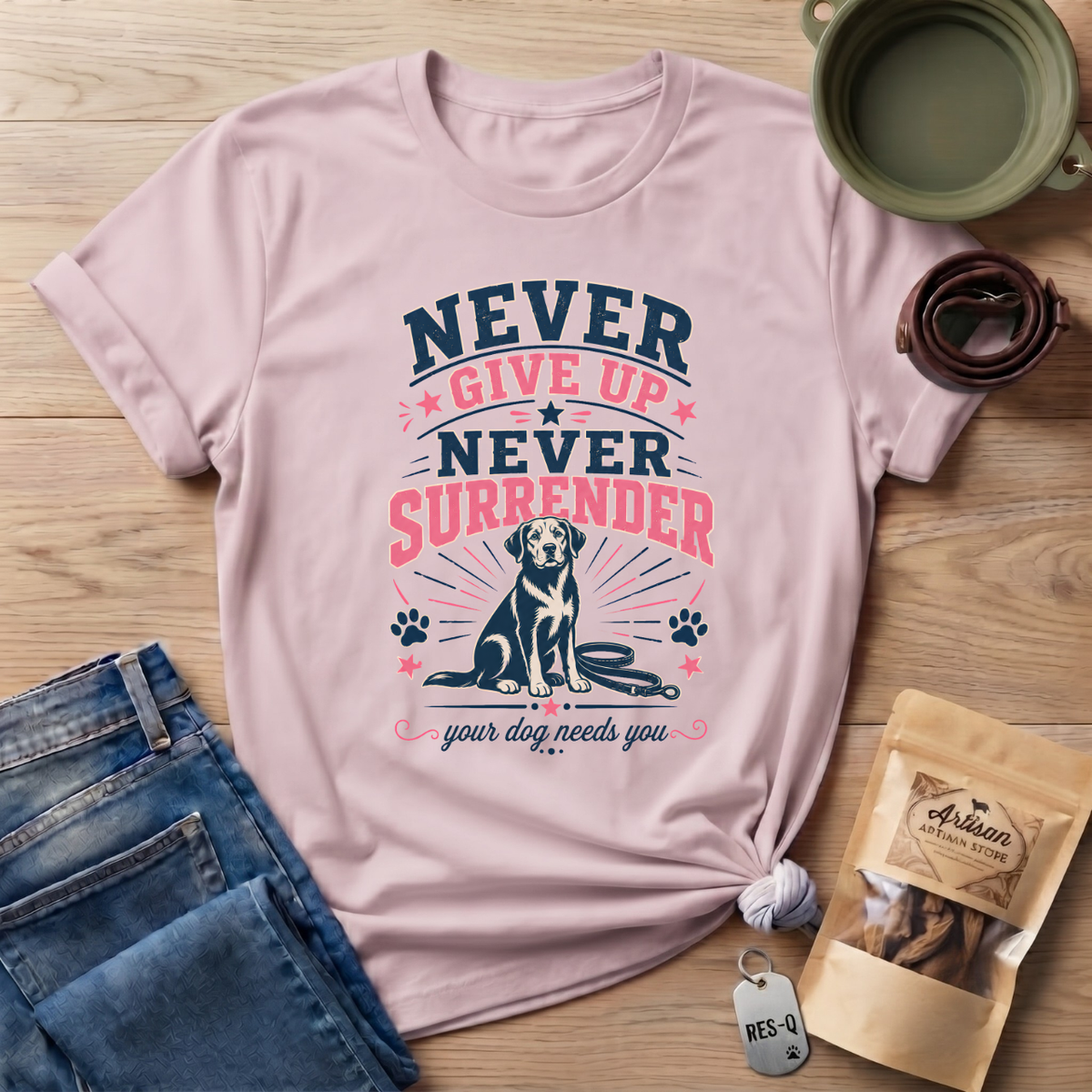 Pink Never Give Up Never Surrender T-Shirt