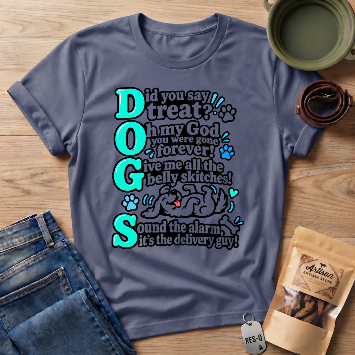 Teal DOGS   T-Shirt