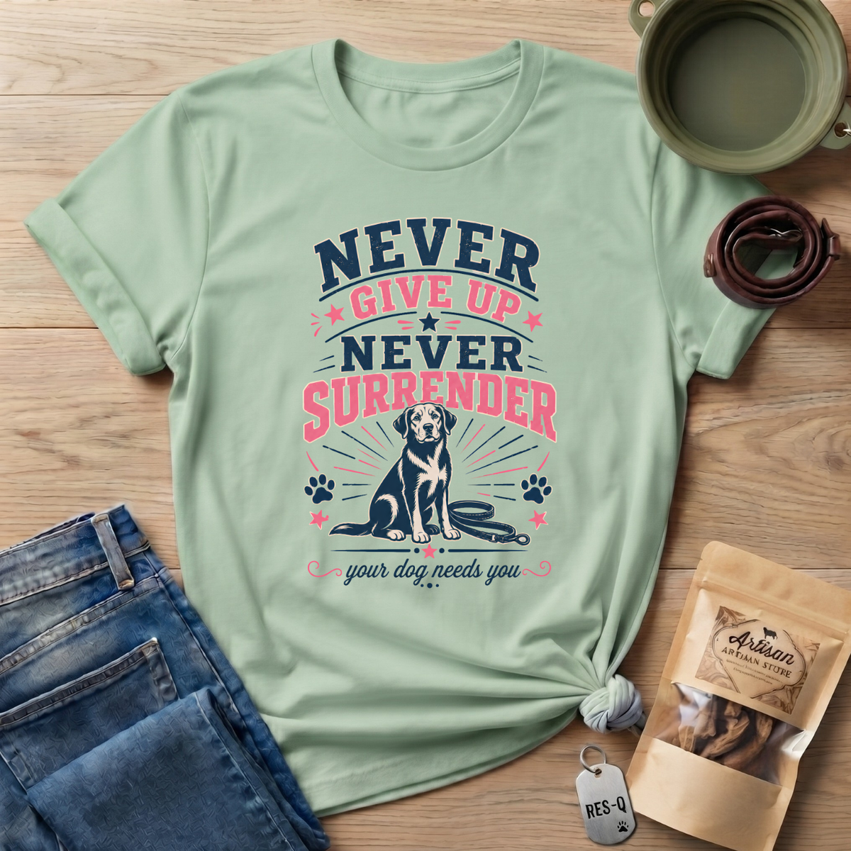 Pink Never Give Up Never Surrender T-Shirt