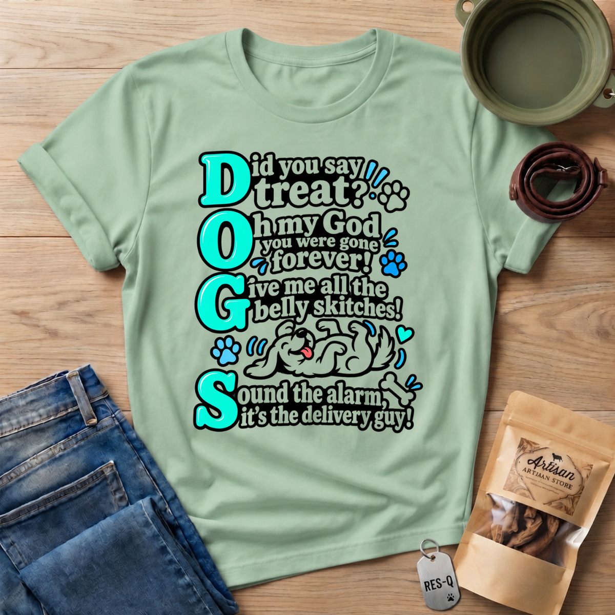 Teal DOGS   T-Shirt