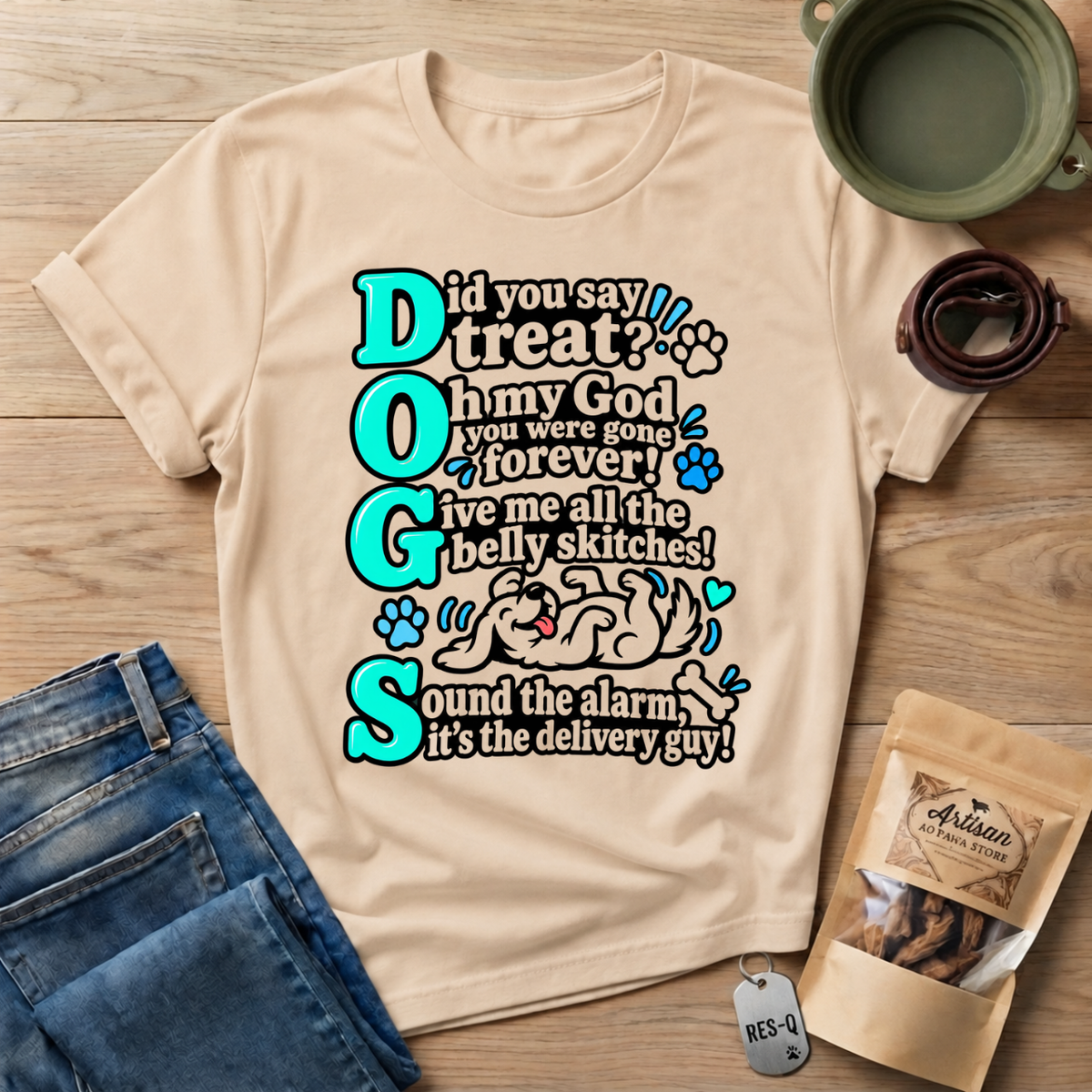 Teal DOGS   T-Shirt