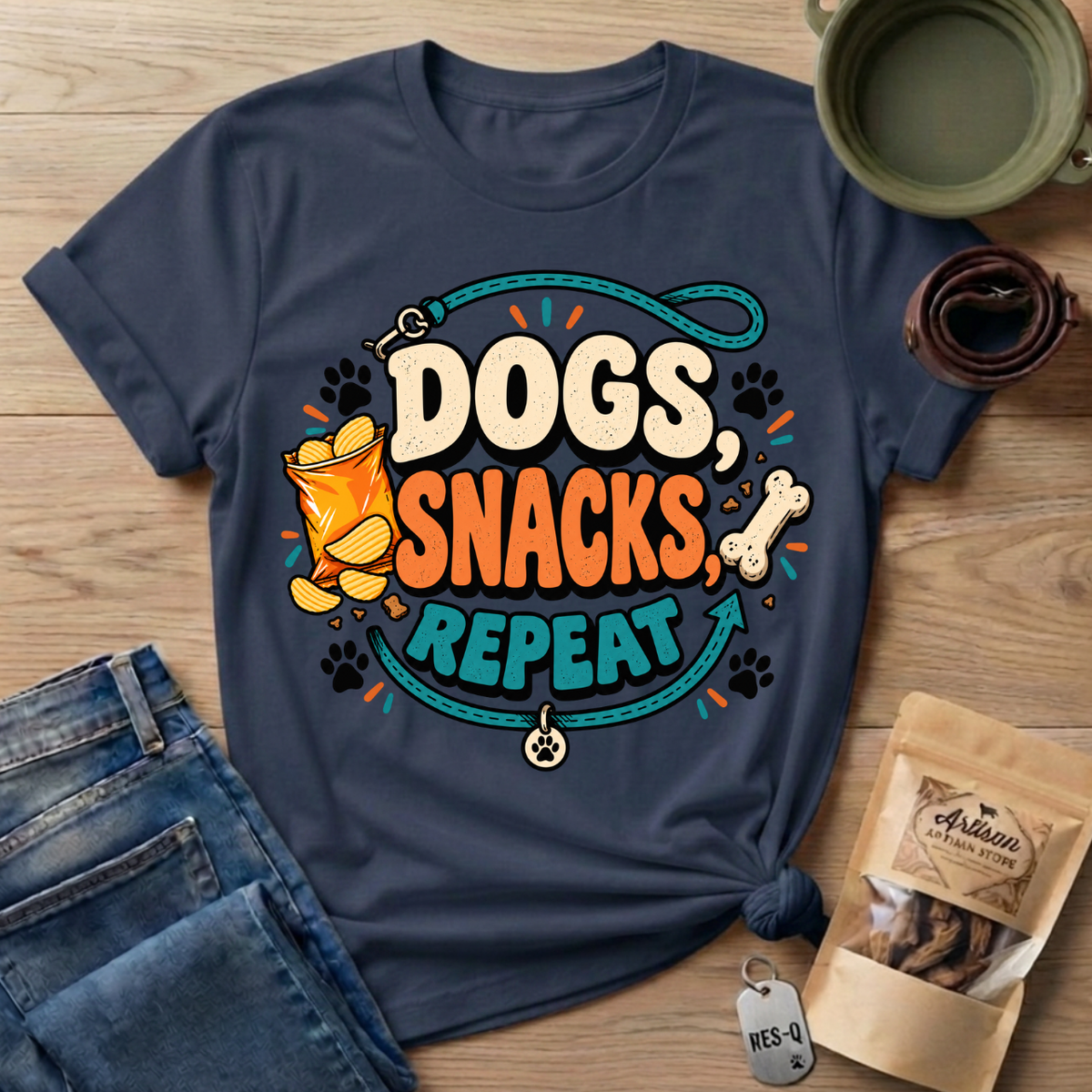 Dogs Snacks Repeat T-Shirt