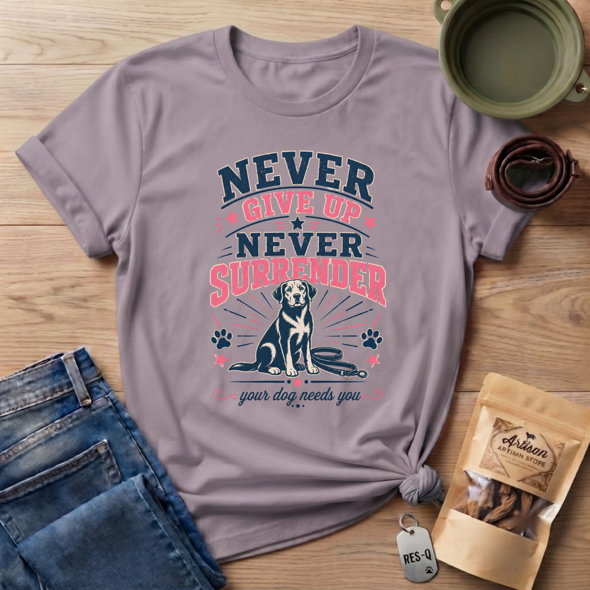 Pink Never Give Up Never Surrender T-Shirt