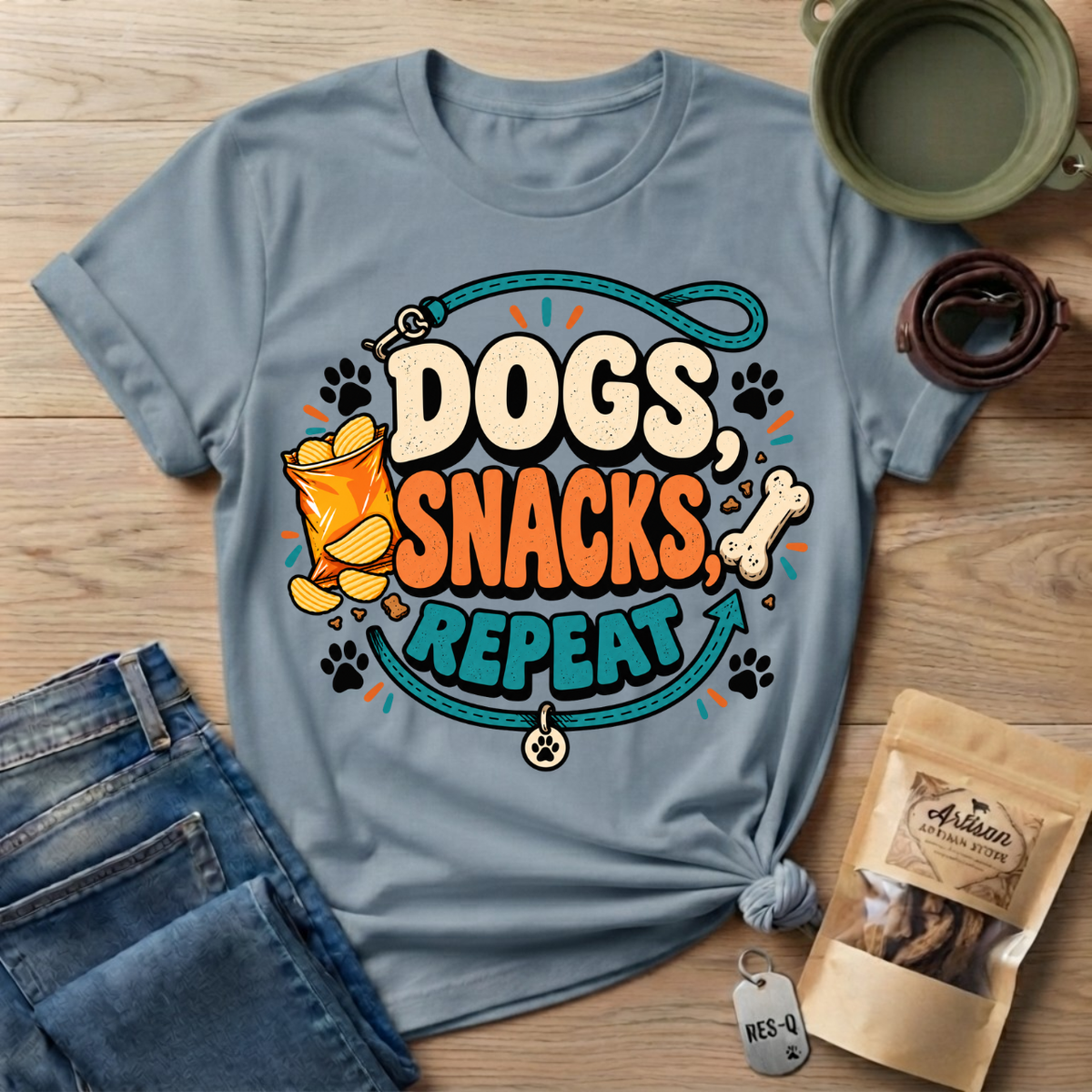 Dogs Snacks Repeat T-Shirt